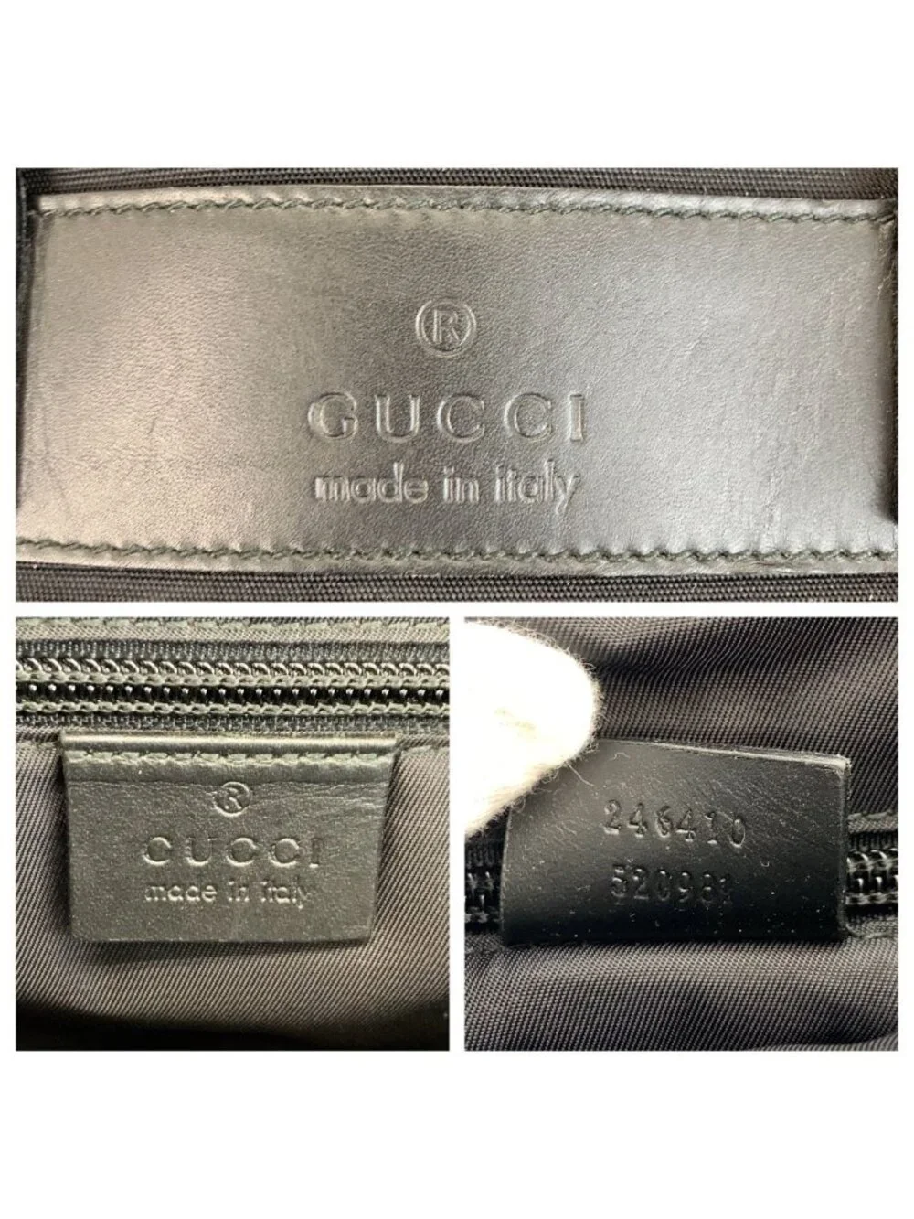 Gucci Sherry Line Black Silver Nylon Leather Business Briefcase